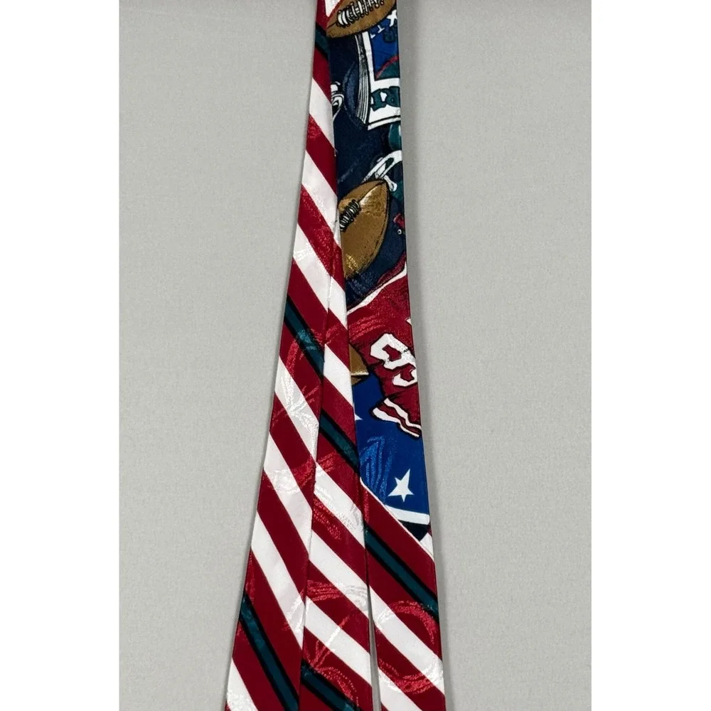 Town Craft Necktie Mens OS Blue Red Excellent Vintage Football Stars USA Made